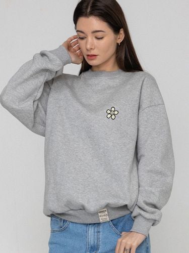 Line Flower Dot Embroidery Sweatshirt - Gray - GRAVER - Modalova