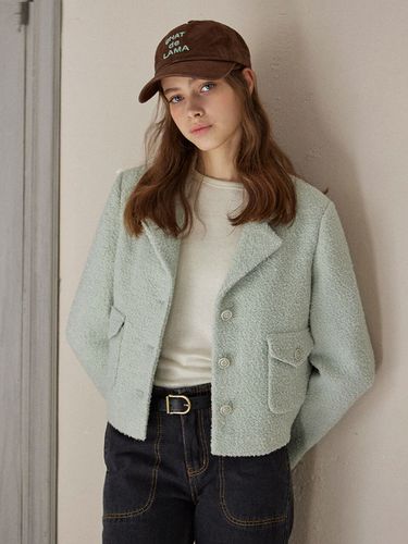 Wool Boucle Tweed Jacket - Mint - chat de lama - Modalova