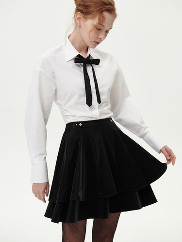 Stud Flared Skirt (Black) - ouel - Modalova