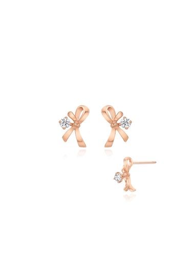 Silver Ribbon Cubic Earring - STONEHENgE - Modalova