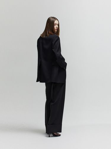 Wool Twill Tuxedo Jacket - Black - L’H.A.S - Modalova