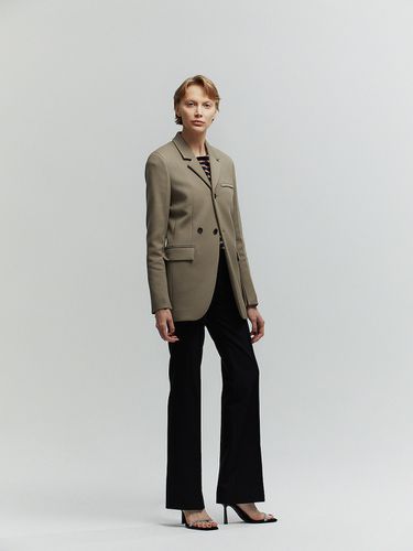 Twill Belted Slim Jacket - Khaki - L’H.A.S - Modalova