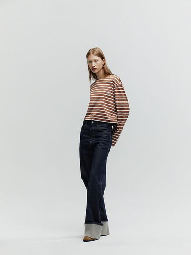 High-Rised Wide Turn Up Jean - Navy - L’H.A.S - Modalova