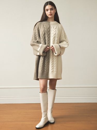 Colors] Half and Half Oversized Sweater Dress - ZEROSTREET - Modalova