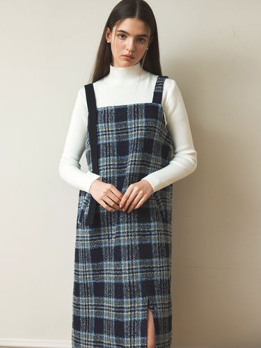 Asymmetric Check Dress - Blue - ZEROSTREET - Modalova