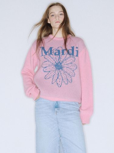 Cashmere Blended Pullover Flowermardi _ Blue - MARDI MERCREDI - Modalova