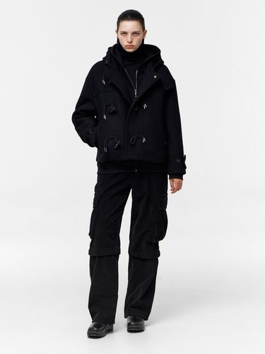 Hooded Cropped Duffle Coat _ Black - NUAKLE - Modalova