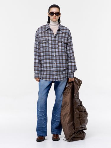 Ombre Check Wester Shirt _ Brown - NUAKLE - Modalova