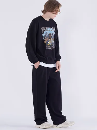 Vintage Print Sweatshirt and Sweatpants Set - GHOST REPUBLIC - Modalova