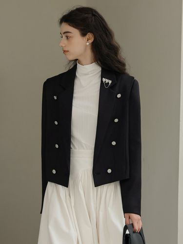 Layered Double Button Short Jacket - DUNDROP - Modalova