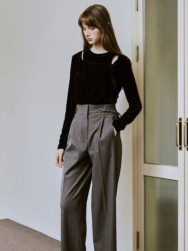 Wool Blend High Waist Pin-tuck Pants - HUNCH - Modalova