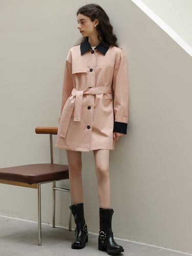 Contrast Color Windbreaker Coat - DUNDROP - Modalova