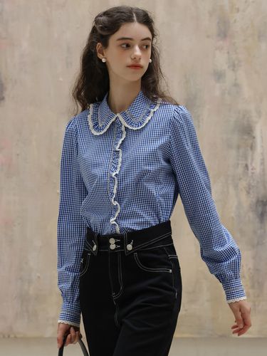 Blueberry Cookie Lace Plaid Shirt - DUNDROP - Modalova