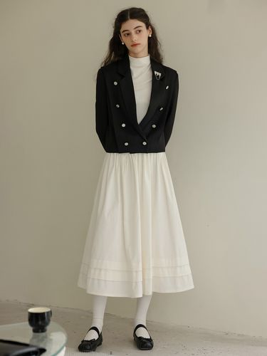 Palace Style White Pleated Skirt - DUNDROP - Modalova