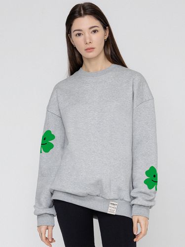 Multi Clover Smile Drawing Sweatshirt - Gray - GRAVER - Modalova