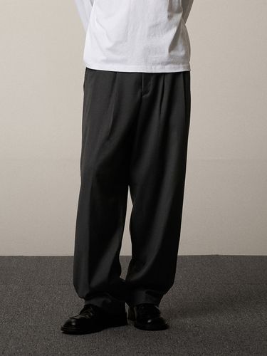 Wool Pleated Wide Pant - Gray - lunt - Modalova