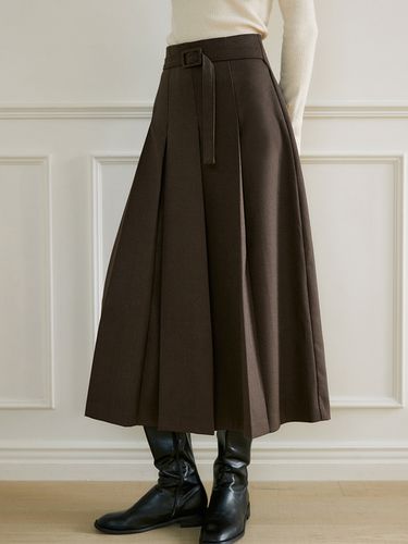 Comos 1037 Belt Pleats Skirt - ourcomos - Modalova