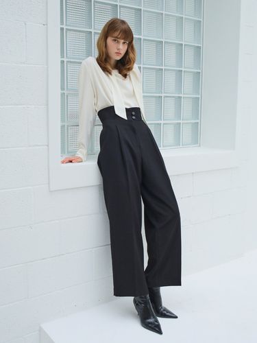 Button Wide Slacks / Black - PAUL&ALICE - Modalova