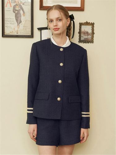 Sailor Line Tweed Jacket - Navy - ILLUSTRIS ILLUSION - Modalova