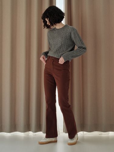 Cotton Fuzzy Bootcut Pants (Brown) - Authenti - Modalova