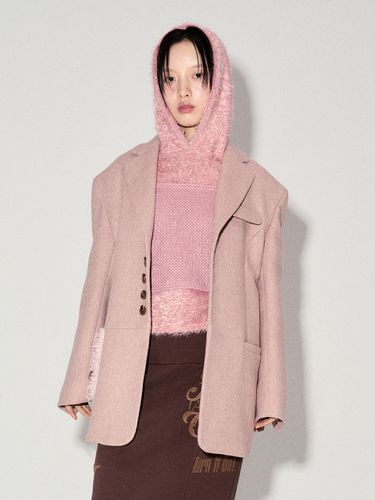 Tovel Hoodie Coat Blazer_Pink - DEBBY UPPER - Modalova