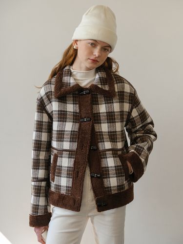 Cest_Winter Plaid Fur Short Coat - Cest Moidew - Modalova