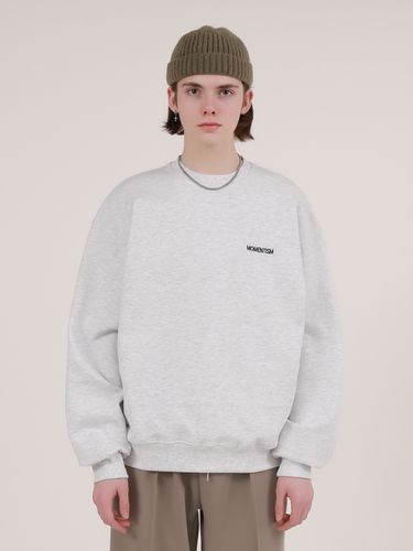 Basic Oversized Sweatshirt_White Melange - MOMENTISM - Modalova