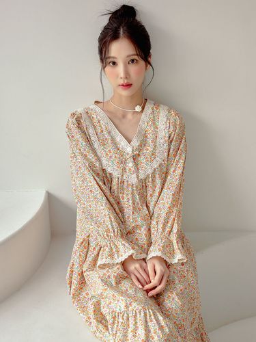 Magnolia Cotton V-neck Dress Pajama - LUNALUZ STUDIO - Modalova