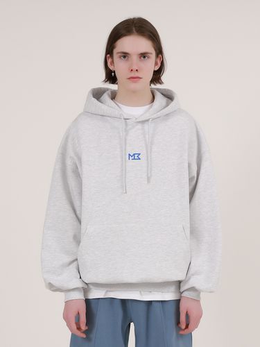 Signature Logo Oversized Hoodie_White Melange - MOMENTISM - Modalova