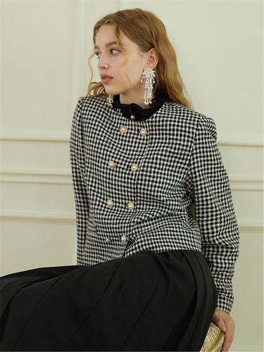 Gingham Check Tweed Jacket - ILLUSTRIS ILLUSION - Modalova