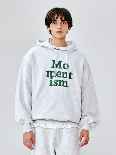 Logo Lettering Overfit Hoodie_White Melange - MOMENTISM - Modalova