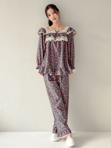 Olivia Square Neck Fleece Cotton Two-piece Pajama - LUNALUZ STUDIO - Modalova