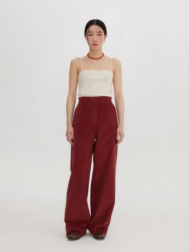 Corduroy Button Pants - Brick Red - MOIA - Modalova