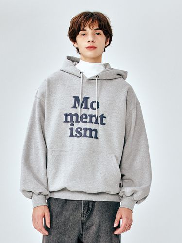 Logo Lettering Overfit Hoodie_Gray - MOMENTISM - Modalova