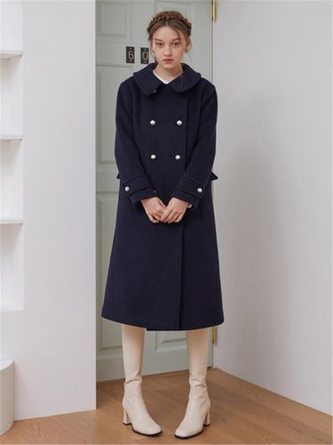 Round Collar Coat - Navy - ILLUSTRIS ILLUSION - Modalova