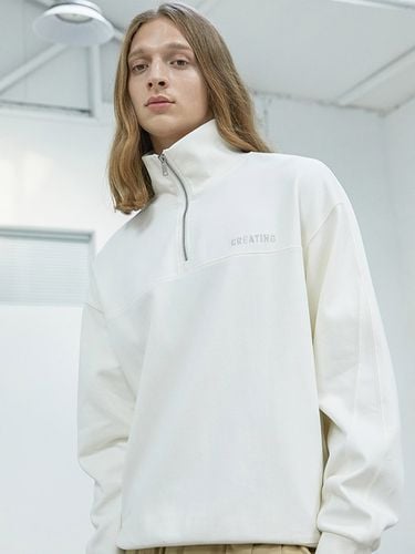 Cut Line Detail Half Zip-Up T-Shirt _ - ADHOC - Modalova