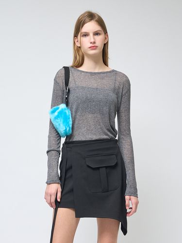 Wool Blend See-Through Long Sleeve T-shirts_Gray - 320SHOWROOM - Modalova