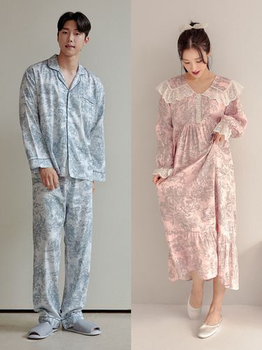 Couple Dier Modal Cotton Lace Collar Dress Pajama - LUNALUZ STUDIO - Modalova