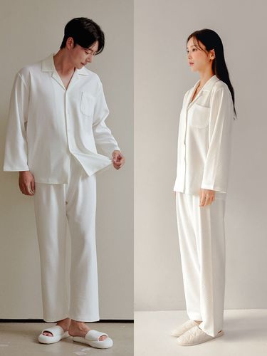 Couple Mongble Span Collar Two-Piece Pajama Set - LUNALUZ STUDIO - Modalova