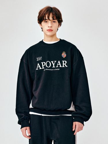 Spoty Color Block Sweatshirt_Black - MOMENTISM - Modalova