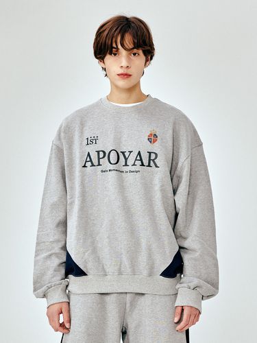 Spoty Color Block Sweatshirt_Gray - MOMENTISM - Modalova