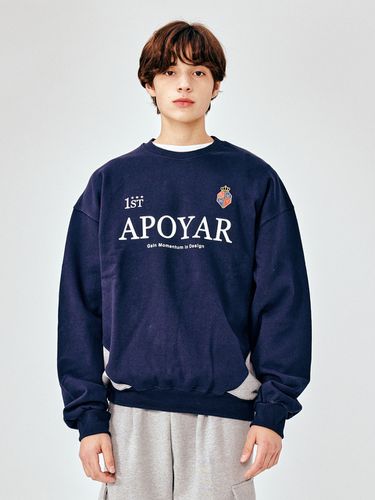 Spoty Color Block Sweatshirt_Navy - MOMENTISM - Modalova