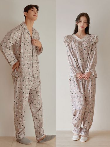 Couple Odd Flower Cotton V-neck Two-Piece Pajama - LUNALUZ STUDIO - Modalova