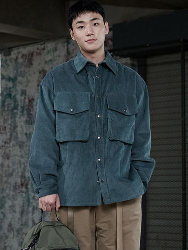 Oversized Corduroy Pocket Shirt Jacket _Dark Khaki - OFFGRID - Modalova