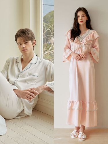 Couple Carolina Satin V-Neck Dress Pajama - LUNALUZ STUDIO - Modalova