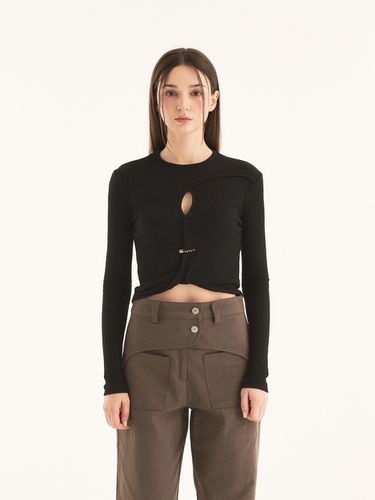 Ribbed Cut Out Top_Black - HHIPS - Modalova