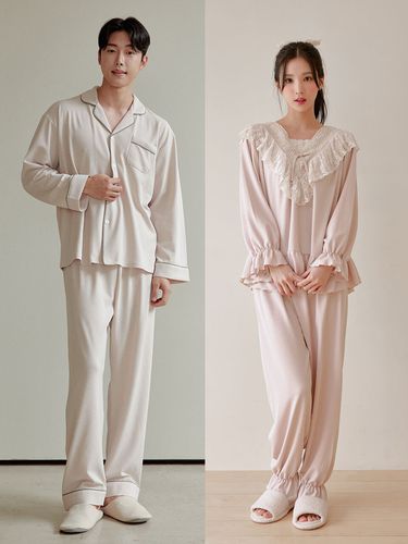 Couple Prida V-Neck Fleece Span Two-Piece Pajama - LUNALUZ STUDIO - Modalova