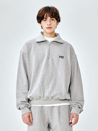 Double Logo Half Zip Up Sweatshirt - MOMENTISM - Modalova