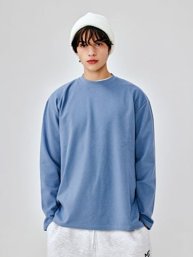 Ponte Side Slit Sweatshirt - Blue - MOMENTISM - Modalova