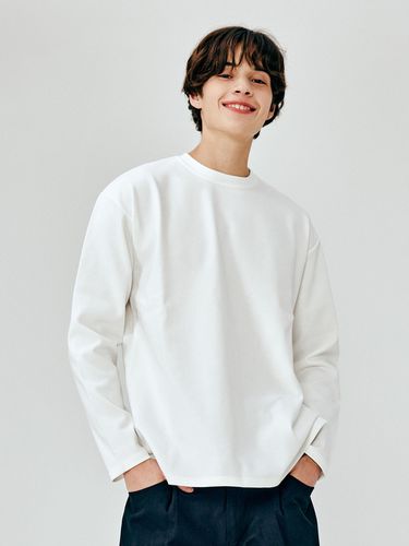 Ponte Side Slit Sweatshirt - White - MOMENTISM - Modalova